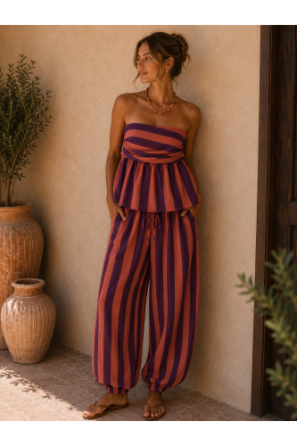 Conjunto Toscana. Monos / Conjuntos. Color: terracota, pistacho, granate