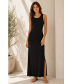 Vestido largo Canale. Vestidos. Color: teja, negro; Tallas: talla unica |