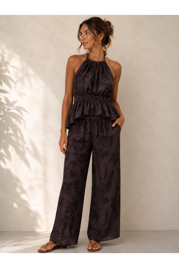 Conjunto Venice. Monos / Conjuntos. Color: rosa, marron chocolate, negro; Tallas: