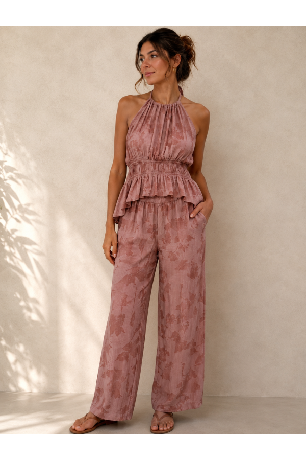 Conjunto Venice. Monos / Conjuntos. Color: rosa, marron chocolate, negro; Tallas: