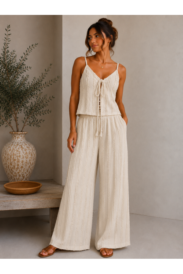 Conjunto Summer. Monos / Conjuntos. Color: marron chocolate, crudo; Tallas: talla