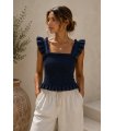 Top Roma. Camisas / Tops/Chalecos. Color: crudo, caldera, verde kaki, azul