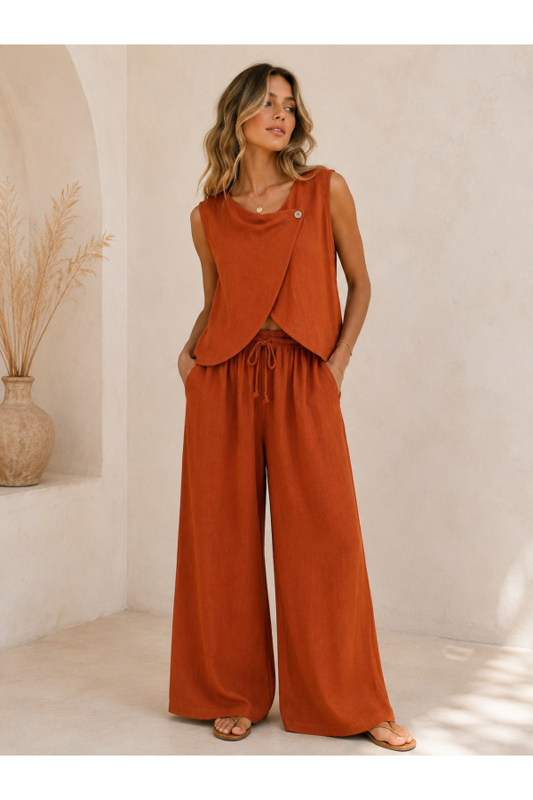 Conjunto Eva. Monos / Conjuntos. Color: buganvilla, caldera, marfil; Tallas: