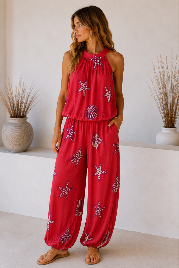 Conjunto Estrella de Mar. Monos / Conjuntos. Color: crudo, frambuesa, marron