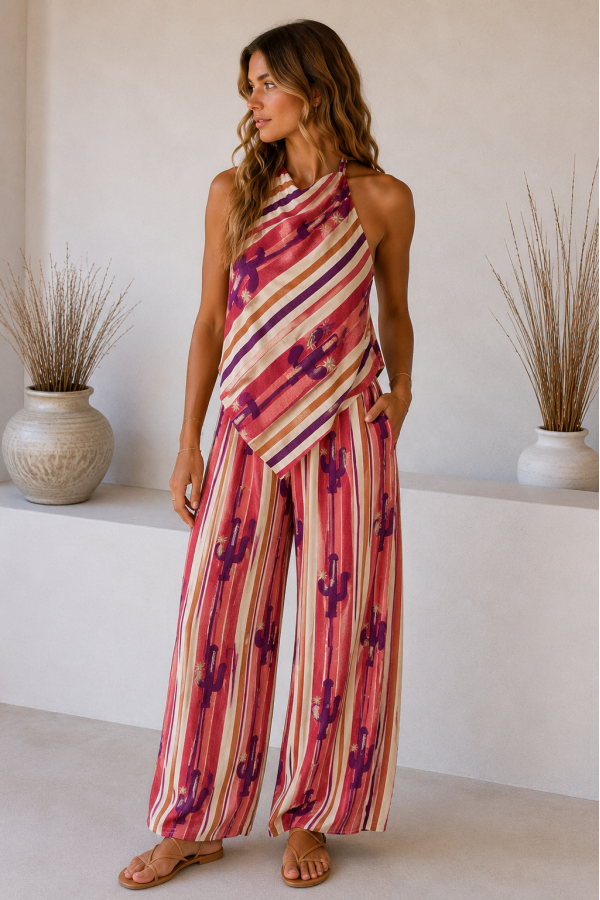 Conjunto Stripes. Monos / Conjuntos. Color: matcha, frambuesa; Tallas: talla