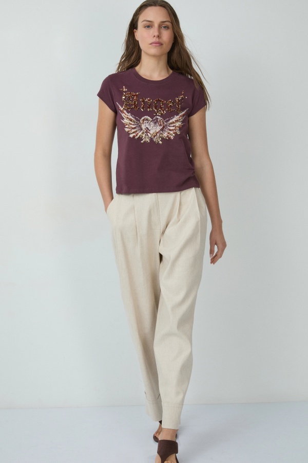 Camiseta Angel Berenjena. Inicio.  | Bambalinas Closet