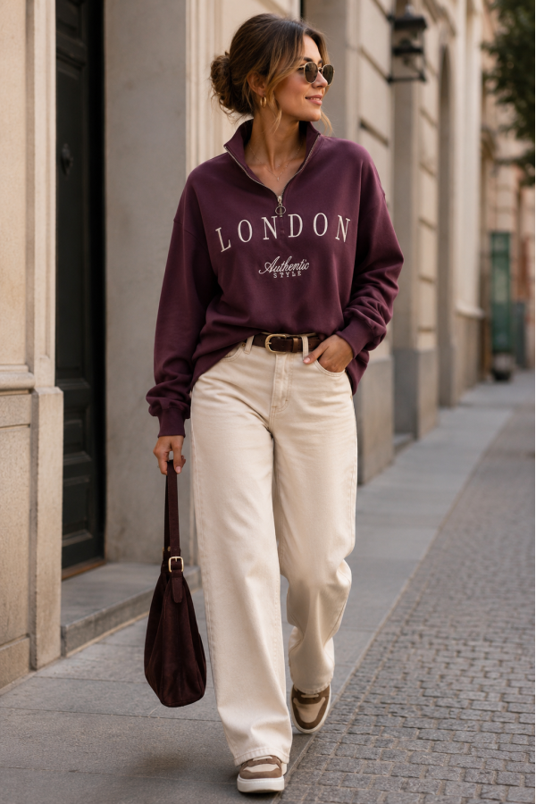 Sudadera London. Sueters / Jersey. Color: marron chocolate, crudo, granate, azul