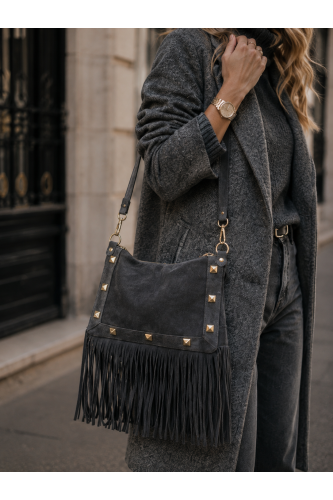 Bandolera Flecos. Bolsos. Color: taupe, gris antracita | Bambalinas Closet