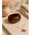 Brazalete Ginebra. Bisuteria. Color: marron chocolate, burdeos, mostaza, marfil |