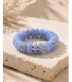 Brazalete Luna. Bisuteria. Color: verde kaki, azul pastel, crudo, marron