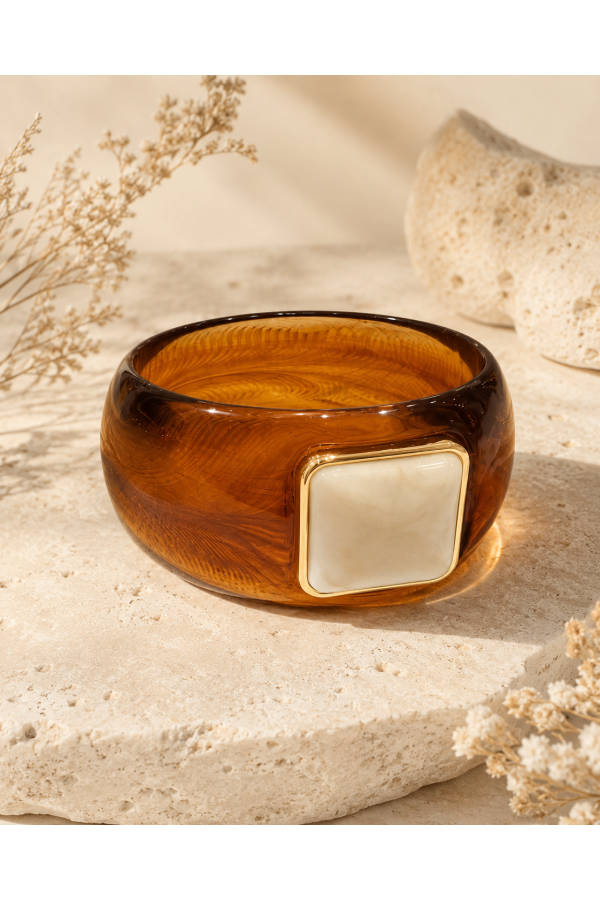 Brazalete Ginebra. Bisuteria. Color: marfil, marron chocolate, burdeos, mostaza