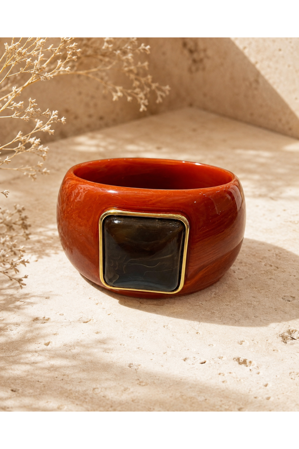 Brazalete Ginebra. Bisuteria. Color: marfil, marron chocolate, burdeos, mostaza