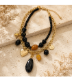 Collar Silvana. Bisuteria. Color: marron chocolate, negro | Bambalinas Closet