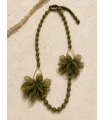 Collar Bolas Flor Metal. Bisuteria. Color: verde kaki, negro | Bambalinas Closet