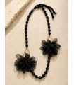 Collar Bolas Flor Metal. Bisuteria. Color: verde kaki, negro | Bambalinas Closet