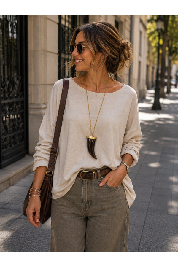 Maxi Cuerno. Bisuteria. Color: granate, marron chocolate | Bambalinas Closet