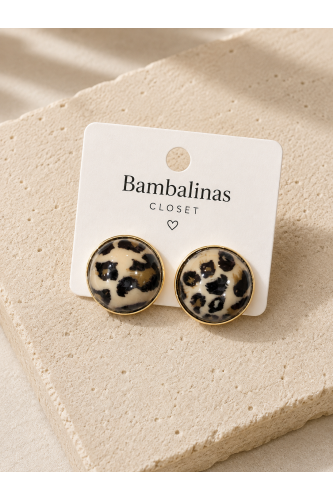 Pendientes Boton Animal. Bisuteria. Color: crudo, camel | Bambalinas Closet