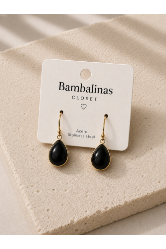 Pendientes Bolonia. Bisuteria. Color: ambar, negro | Bambalinas Closet