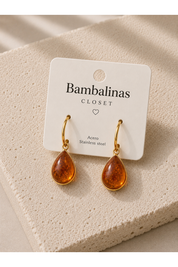 Pendientes Bolonia. Bisuteria. Color: ambar, negro | Bambalinas Closet
