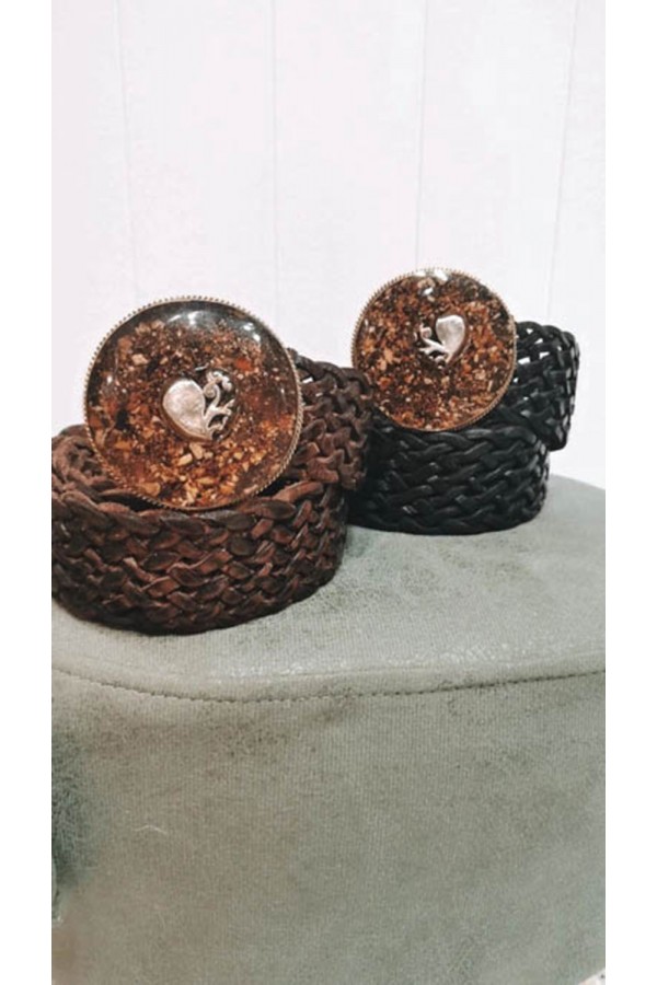Cinturón Boho Corazón. Cinturones. Color: negro, marron | Bambalinas Closet