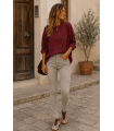 Pantalon Style Otoño. Pantalones / Shorts. Color: marron chocolate, beige;