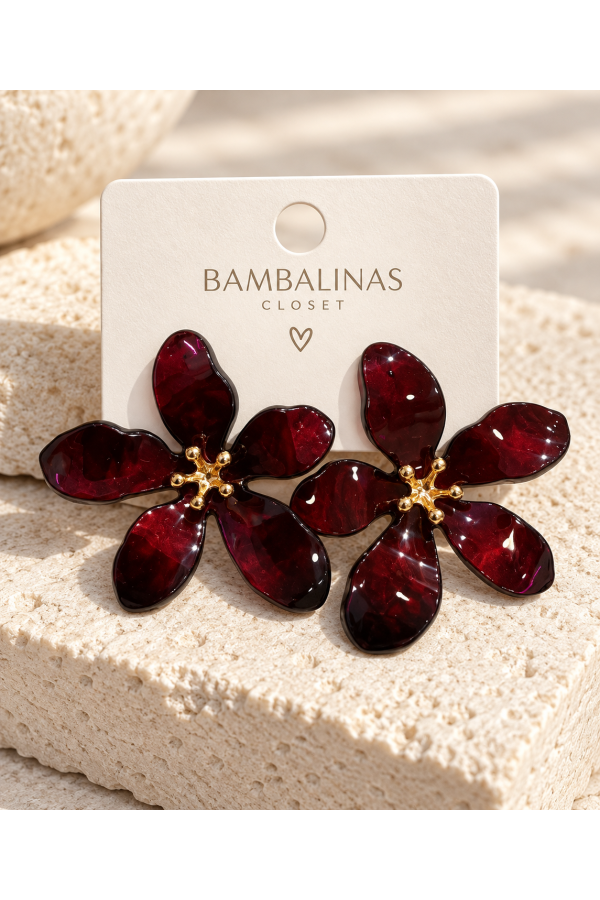 Pendientes Narciso Vino. Bisuteria.  | Bambalinas Closet
