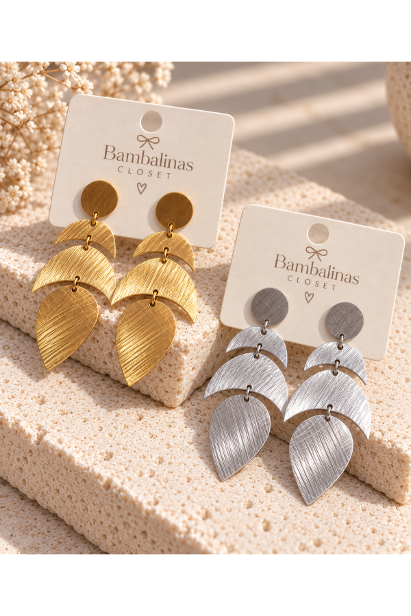 Pendientes Lunas. Bisuteria. Color: plateado, dorado | Bambalinas Closet