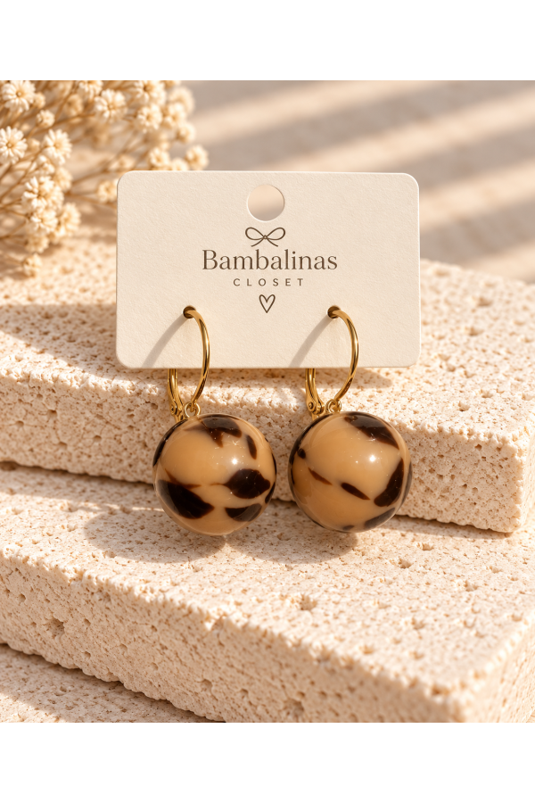 Pendientes Bolas Toffe. Bisuteria.  | Bambalinas Closet