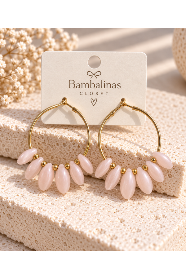 Pendientes Paris Rosa. Bisuteria.  | Bambalinas Closet
