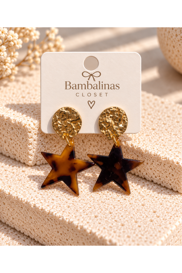 Pendientes Estrella Ambar. Bisuteria.  | Bambalinas Closet