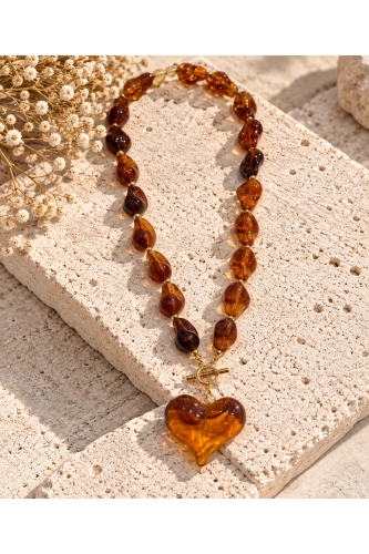 Collar Corazon Ambar. Bisuteria.  | Bambalinas Closet