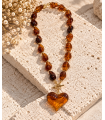 Collar Corazon Ambar. Bisuteria.  | Bambalinas Closet