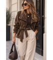Gabardina Vania. Prenda exterior. Color: granate, marron chocolate; Tallas: talla