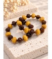 Pulsera Combinada. Bisuteria. Color: burdeos, verde kaki, marron chocolate |