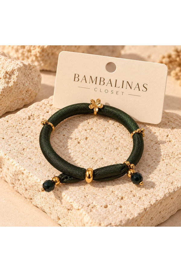 Pulsera Princesa. Bisuteria. Color: beige, azul noche, burdeos, verde botella