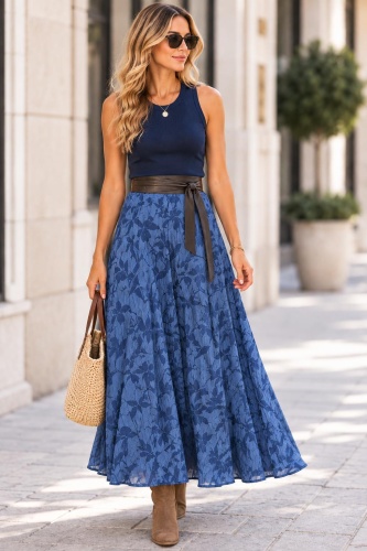 Falda Silvestre Marino. Faldas Basic.  | Bambalinas Closet