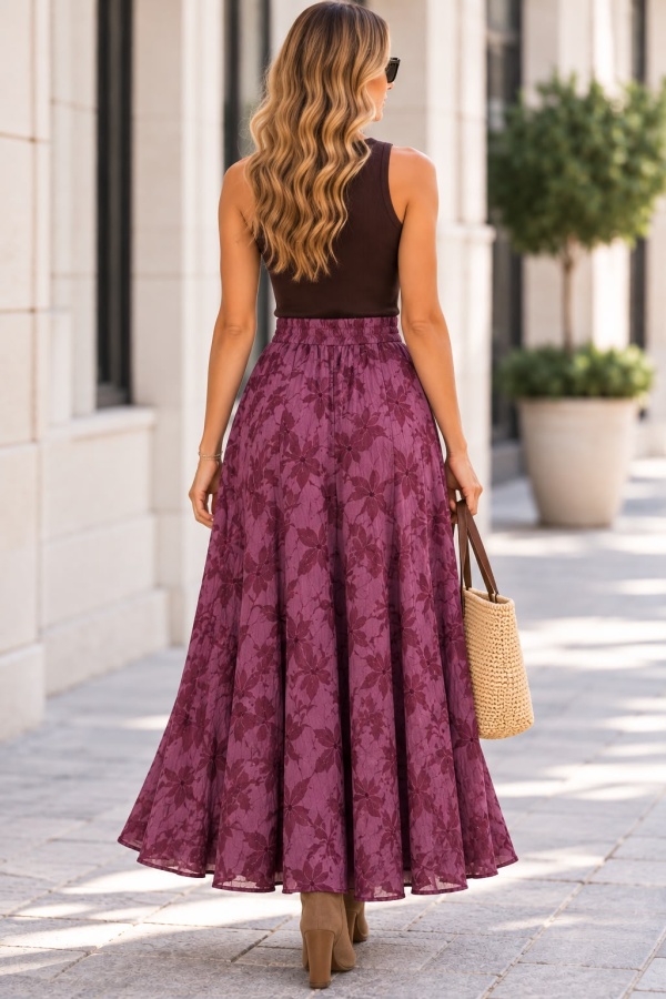Falda Silvestre Vino. Faldas Basic.  | Bambalinas Closet