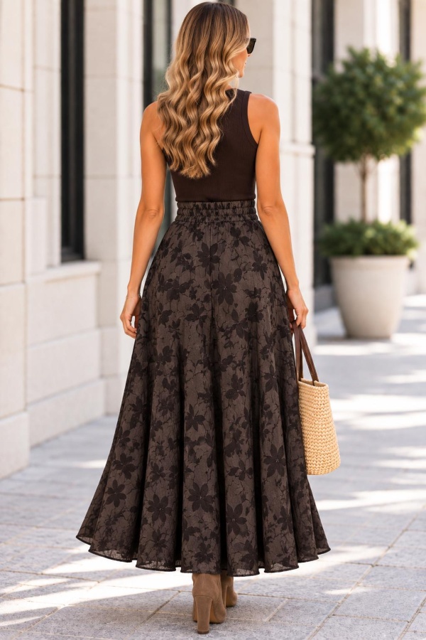 Falda Silvestre Choco. Faldas Basic.  | Bambalinas Closet