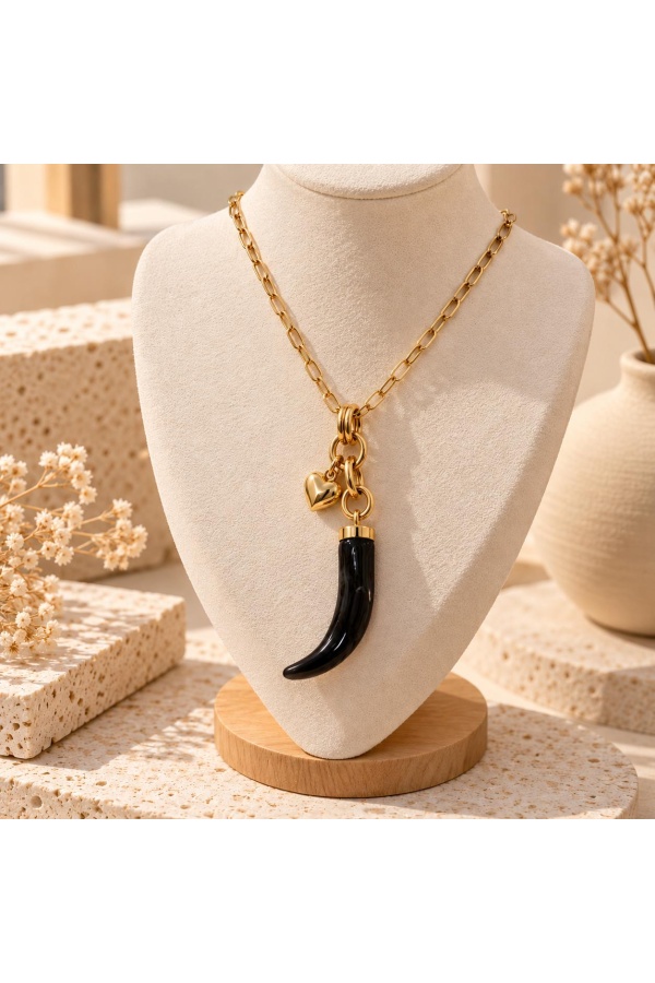 Collar Mix Cuerno Negro. Bisuteria.  | Bambalinas Closet