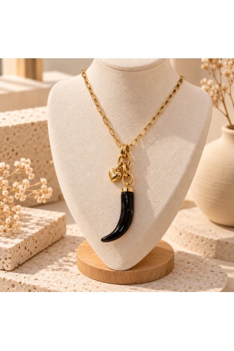 Collar Mix Cuerno Negro. Bisuteria.  | Bambalinas Closet