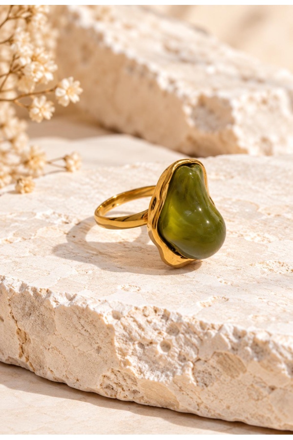 Anillo Piedra Kaki. Bisuteria.  | Bambalinas Closet
