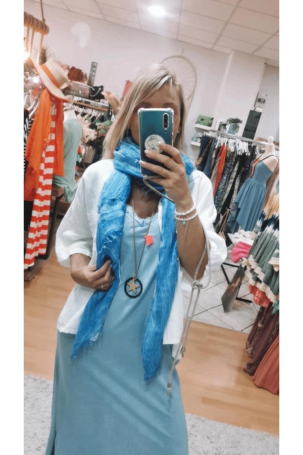 Pashmina Iris. Inicio. Color: coral, naranja, azul klein, verde lima | Bambalinas