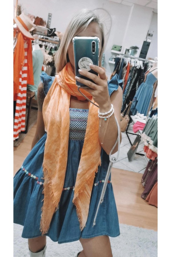 Pashmina Iris. Inicio. Color: coral, naranja, azul klein, verde lima | Bambalinas