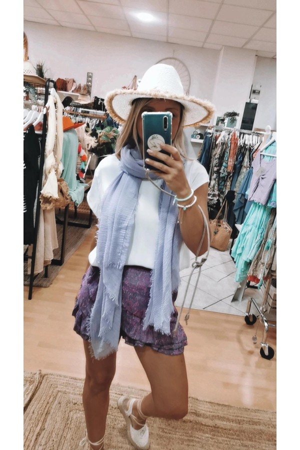 Pashmina Iris. Inicio. Color: coral, naranja, azul klein, verde lima, amarillo